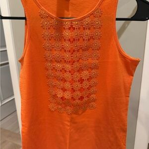 Massimo Dutti Orange Embellished Tank Top